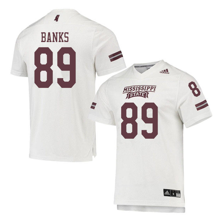 Men #89 Carson Banks Mississippi State Bulldogs College Football Jerseys Sale-White